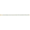 A yellow gold tennis bracelet featuring a row of oval-cut light blue topaz gemstones, displayed horizontally against a solid white background.