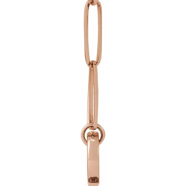Paperclip Chain Charm Necklace with Charm Bail 16" or 18" Solid 14K Rose Gold 