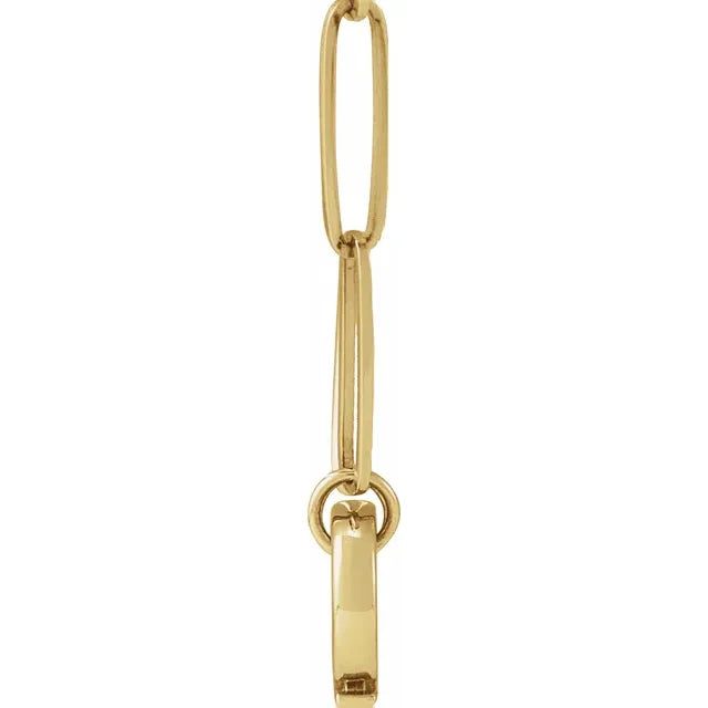 Paperclip Chain Charm Necklace with Charm Bail 16" or 18" Solid 14K Yellow Gold 
