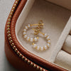 Pearl Gold Bead Open Back Hoop Earrings in Jewelry Box