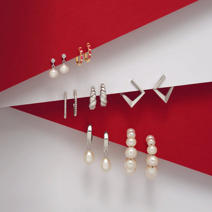 Diamond Bezel Set Akoya Pearl Drop Earrings Solid 14K White Gold