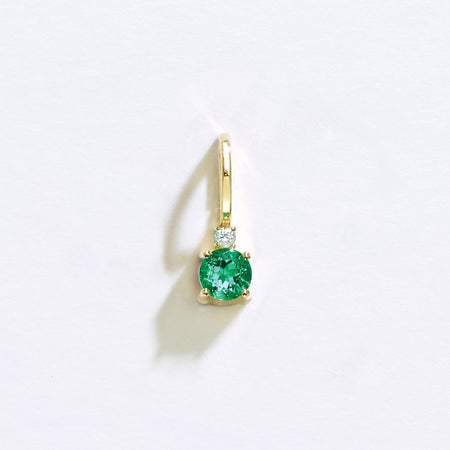 Emerald May Birthstone and Diamond Charm Pendant