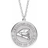 White gold graduation diamond necklace with 'Jessica Smith Class of 2018' on a white background