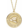 Gold graduation diamond necklace with 'Jessica Smith Class of 2018' on a white background