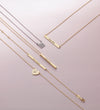 Diamond Initial Adjustable Necklace Solid 14K Gold 