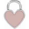 Pink Enamel Heart Charm Pendant Solid 14K White Gold 
