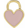 Pink Enamel Heart Charm Pendant Solid 14K Yellow Gold 