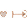 Pink Enamel Heart Stud Earrings in 14K Rose Gold