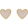 Pink Enamel Heart Stud Earrings in 14K Yellow Gold
