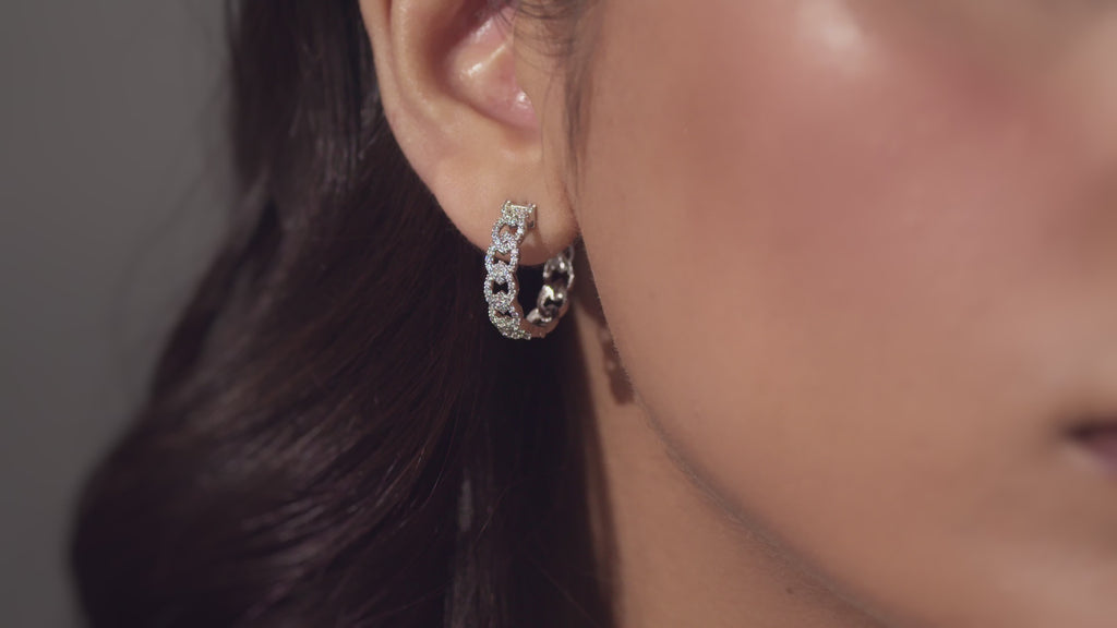 Video of Lab-Grown Diamond Hoop Earrings Solid White Gold