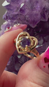 Video of Vintage Amethyst Heart Motif Ring 14K Yellow Gold Ring Size 5.75