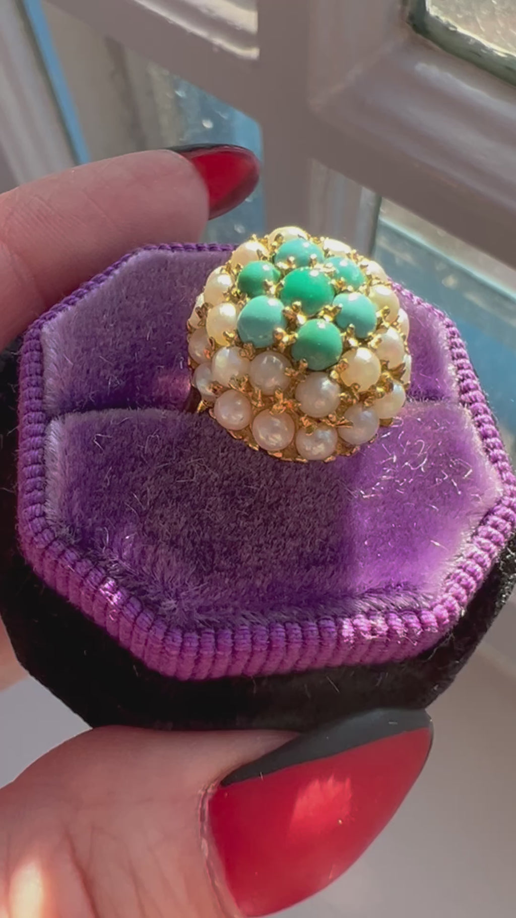 Vintage Turquoise Pearl Ring Video