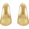 Pair of puffed gold hoop earrings on a white background