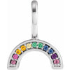 Rainbow Gemstone Birthstone Solid 14K White  Gold Charm Pendant