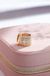 Ring Stack On Top of Leatherette Jewelry Box Travel Case With Mirror