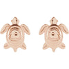 Sea Turtle Stud Earrings in Solid 14K Rose Gold 