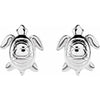 Sea Turtle Stud Earrings in Solid 14K White Gold, Platinum or Sterling Silver 