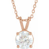 6.5 MM 1 CT Lab-Grown Diamond Solitaire Adjustable Necklace 14K Rose Gold