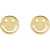 Smiley Face Stud Earrings in Solid 14k Yellow Gold 