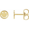 Smiley Face Stud Earrings in Solid 14k Yellow Gold 