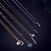 1 MM Solid 14K Gold Beaded Curb Chain Necklace with Turquoise Charm