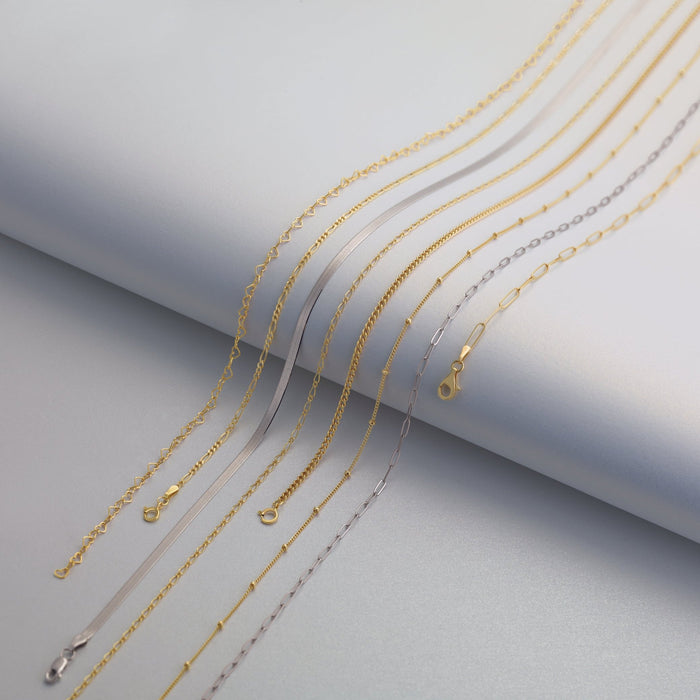 Solid 14K Gold Chains Featuring Beaded Curb Chain 