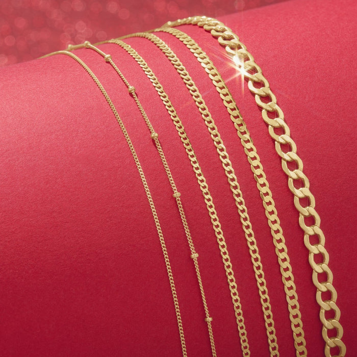 Solid 14K Curb Chain Necklaces Bracelets