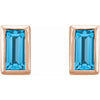 Swiss Blue Topaz Dainty Bezel-Set Stud Earrings in 14K Rose Gold 
