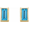 Swiss Blue Topaz Dainty Bezel-Set Stud Earrings in 14K Yellow Gold 