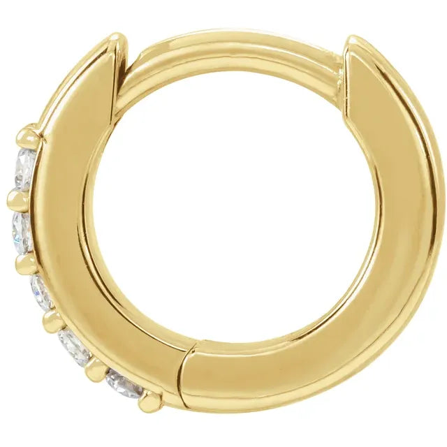 10 MM Natural Diamond Hinged Huggie Hoop Single Earring Solid 14K Yellow Gold