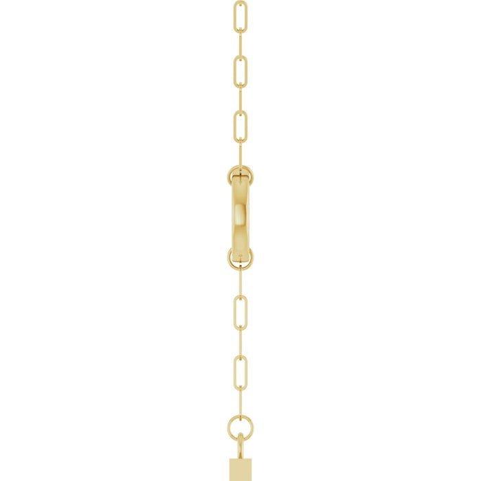 Toggle drop charm gold necklace on white background side view