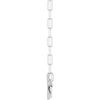 White gold toggle charm necklace with paperclip style chain side view