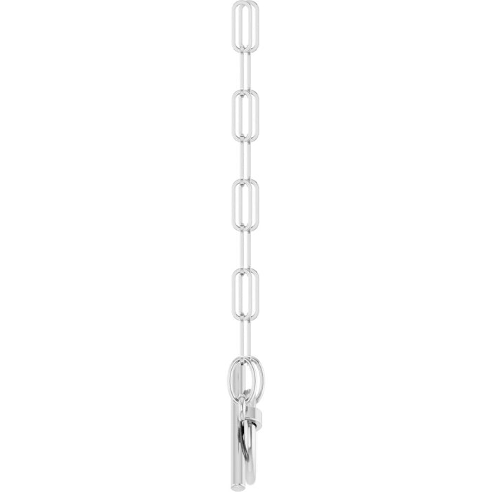 White gold toggle charm necklace with paperclip style chain side view