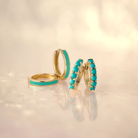 Summer Days Natural Turquoise Cabochon Wear Everyday™ Hoop Earrings