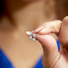 Two Stone Lab-Grown Diamond Stud Drop Earrings Solid 14K White Gold