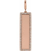 Unengraved rose gold diamond vertical bar charm pendant on a white background