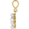 Youth Cross Cultured Seed Pearl Pendant Charm in Solid 14K Yellow Gold Side View