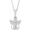 Youth Natural Diamond Angel 15" Necklace in Solid 14K White Gold
