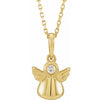 Youth Natural Diamond Angel 15" Necklace in Solid 14K Yellow Gold