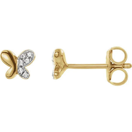 Youth Natural Diamond Butterfly Stud Earrings in 14K Yellow Gold