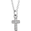 Youth Natural Diamond 15" Cross Necklace Solid 14K White Gold