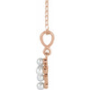 Youth Pearl Cross 16" Necklace in Solid 14K Rose Gold Side View