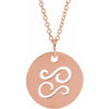 Zodiac Horoscope Cancer Sign Disc Necklace in 14K Rose Gold