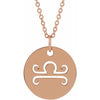 Zodiac Horoscope Libra Sign Disc Necklace in 14K Rose Gold