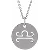 Zodiac Horoscope Libra Sign Disc Necklace in 14K White Gold or Sterling Silver