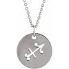 Zodiac Horoscope Sagittarius Sign Disc Necklace in 14K White Gold or Sterling Silver
