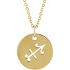 Zodiac Horoscope Sagittarius Sign Disc Necklace in 14K Yellow Gold