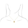 Zodiac Horoscope Aquarius Sign Disc Necklace in 14K Yellow Gold on Model Rendering