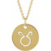 Zodiac Horoscope Taurus Sign Disc Necklace in 14K Yellow Gold
