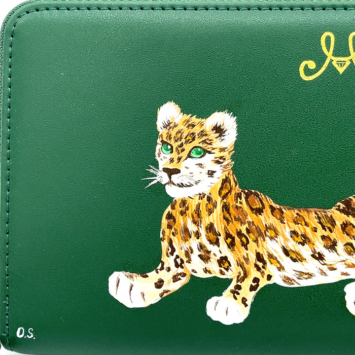 Hand Painted Leopard Jewels Jewelry Wallet by Oksana Sakal for Vintage Magnality
